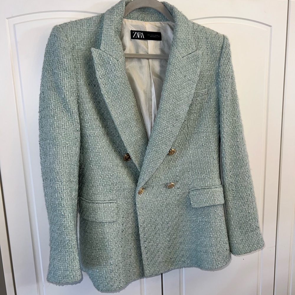 Zara Mint tweed blazer